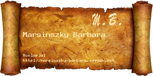 Marsinszky Barbara névjegykártya